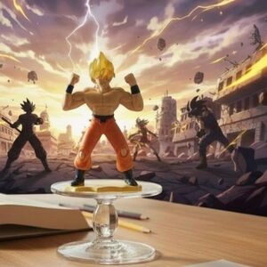 2002 Burger King 4" Dragonball Z Super Saiyan Goku Action Figure Toy With Stand.